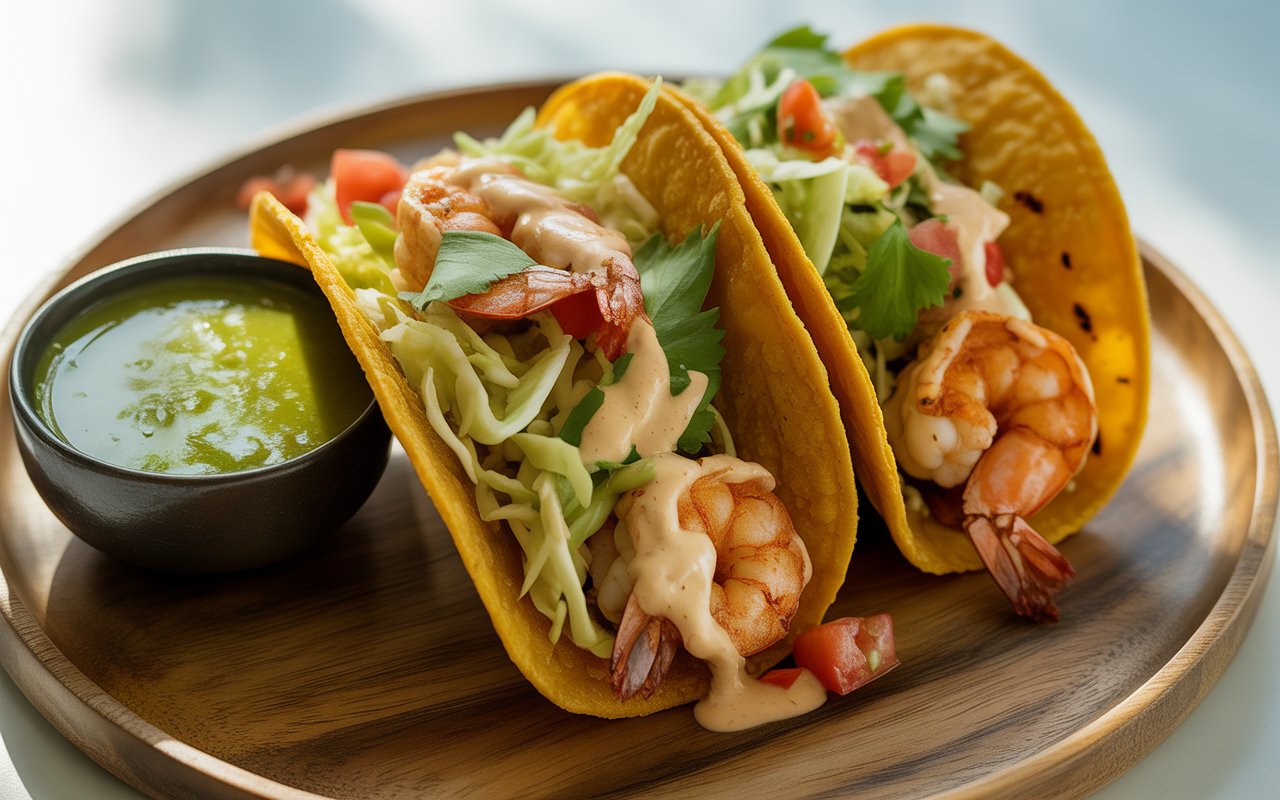 shrimp tacos with slaw